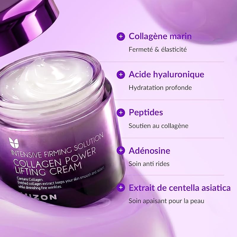 [MIZON] COLLAGEN POWER LIFTING CREAM(75 ml) Soin coréen - Crème de jour/nuit pour visage - Anti-âge & hydratation intense - Réduit les fines rides & signes de l'âge - 75% de collagène marin