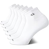 Calvin Klein Mens Quarter Socks - 6 Pack Cushioned Mini Crew Athletic Socks for Men, Ideal for Running, Sport, and Hiking