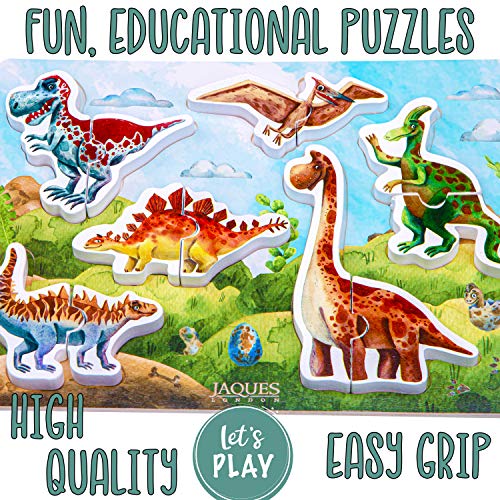 Jaques of London Dinosaurier holzspielzeug Puzzle – Ideales Kleinkind Dinosaurier Spielzeug, Holz Puzzle ab 3 4 5 6… – Bild 3