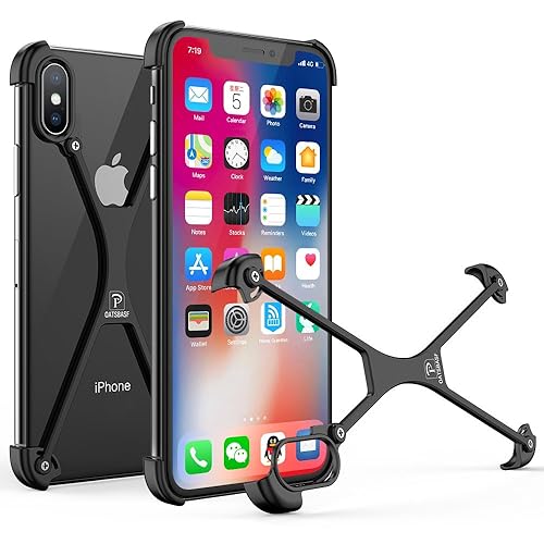 OATSBASF Bumper Case for iPhone X, Aluminum Metal X-Frame Support