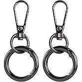 OIIKI 2 Sets Swivel Clasp Clip, Metal Swivel Snap Hooks, Double Opening Key Chain Clip with Key Ring for DIY Crafts, Jewelry Clasps, Lanyard Making -Black