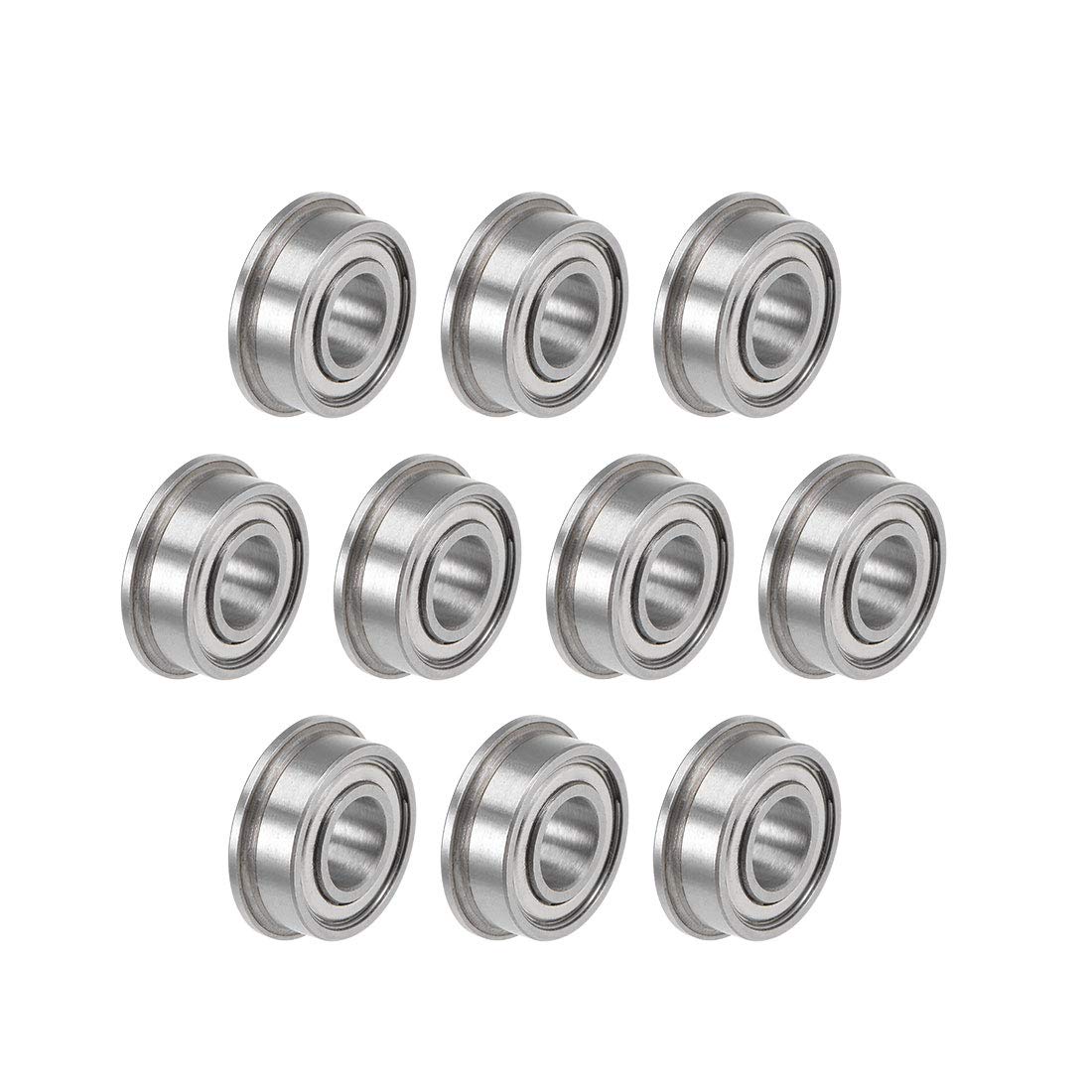 sourcing map MF115ZZ Flanged Ball Bearing 5x11x4mm Shielded Chrome Steel Flange Rip Bearings 10pcs