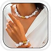 CLOACE Chunky Pearl Choker Necklace Set Gold Beaded Punk Necklaces Jewelry Accessories for Women