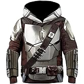 Toddler Kids Silver Hoodie Armor Print Sweatshirt for Boys Girls