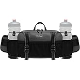 WATERFLY Large Hiking Fanny Pack: 3L Waist Bag with 2 Bottle Holders for Women Men - 9 Pockets & Adjustable Belt Lumbar Hip Packs for Travel Running Cycling Camping Workout (Bottles Not Included)