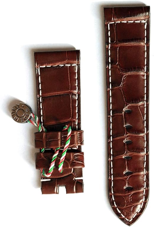 Correa de Piel de cocodrilo marrón Oscuro de 24 mm Estilo ...