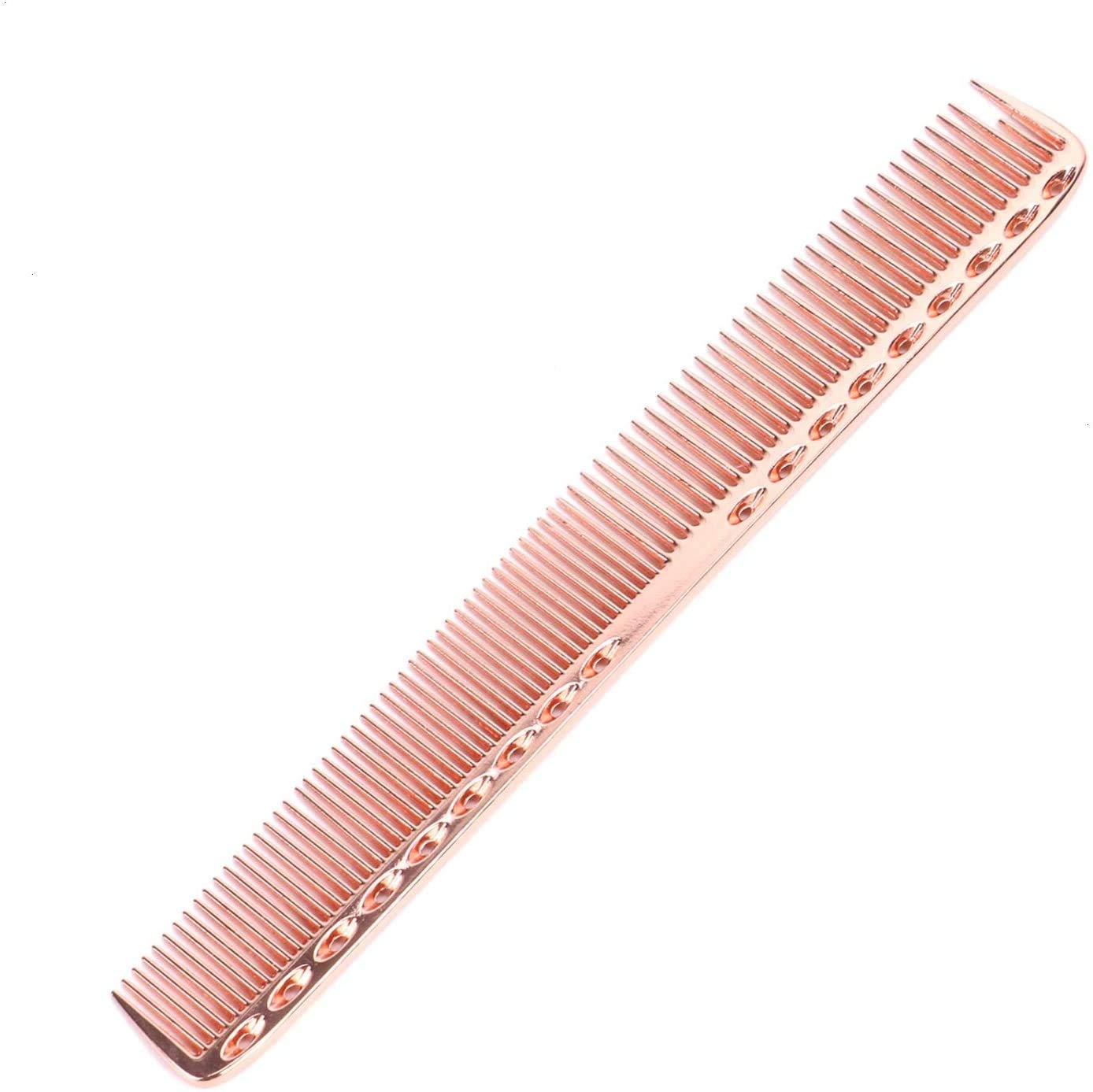 Professional Aluminum Metal Salon Comb, Heat-resistant Anti-static Hair Comb for Hair Cutting Styling & Grooming Rose gold