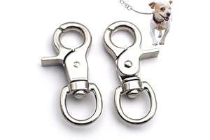 NIIIYTYB 2 Packs Trigger Snap Hooks Metal Clasp Hook Marine Grade Stainless Steel Heavy Duty Swivel Metal Clips Quick Release Lobster Clasp for Dog Leash Flag Pole Camera Straps Large Eye (2.65")