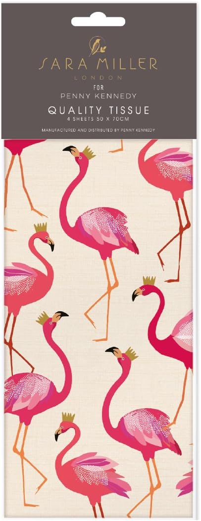 Sarah Miller Flamingo Tissue Printed Patterned Tissue Wrapping Paper luxury 4 sheets 50 x 70 cm