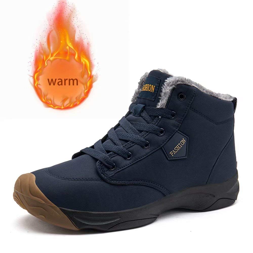 KARKEIN Men\'s Snow Boots Waterproof Fur Lined Warm Booties Non-Slip Winter Shoes Outdoor Slip On Booties