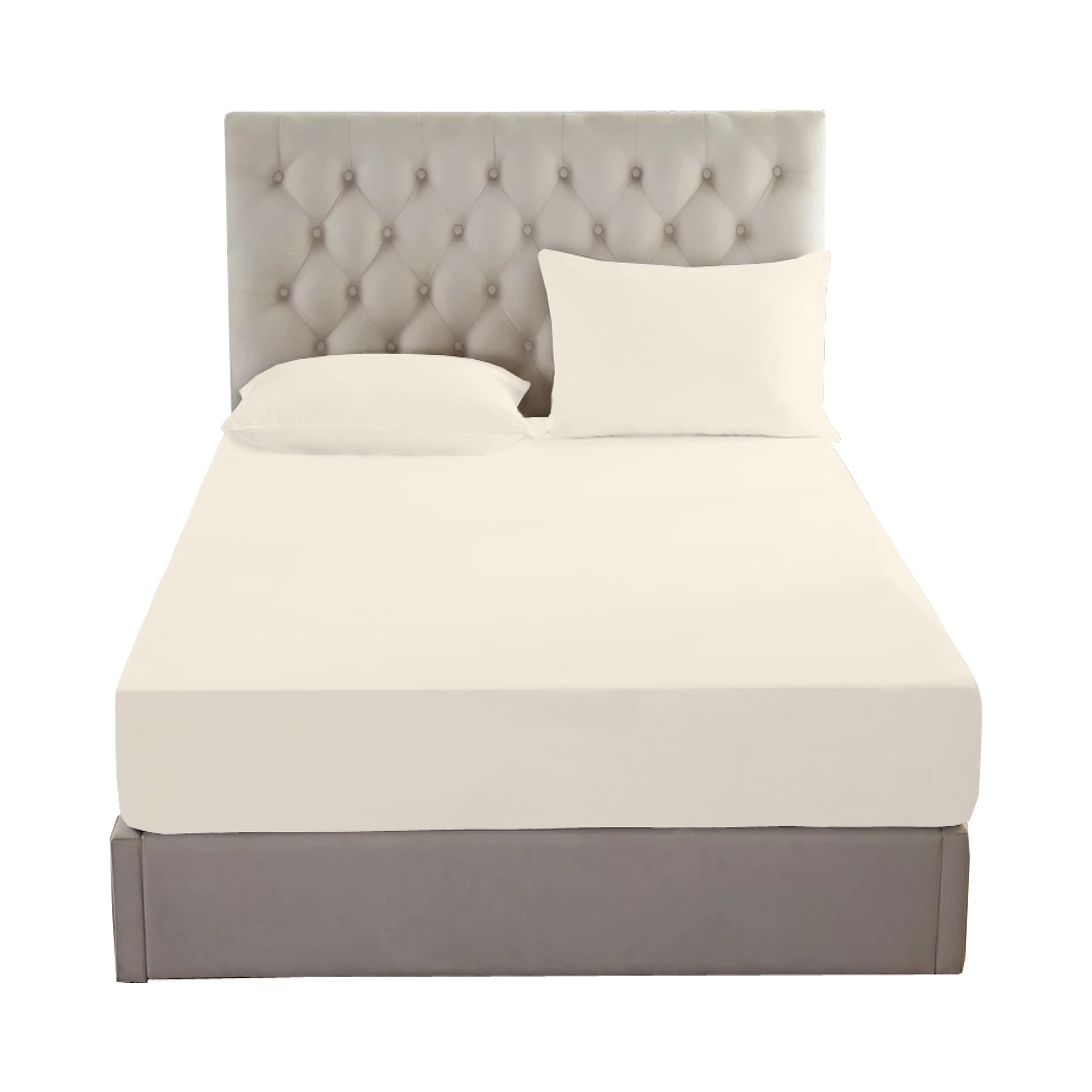 British Home Bedding - 100% Egyptian Cotton 200 Thread Count Fitted Bed Sheet (Cream, Super King) — image 1