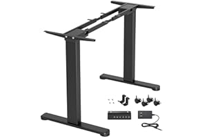 Claiks Dual Motor Standing Desk Frame, Electric Stand Up Desk Legs Frame Workstation Up to 63",T-Shaped Adjustable Standing Computer Desk for Home and Office, (Black Frame only)