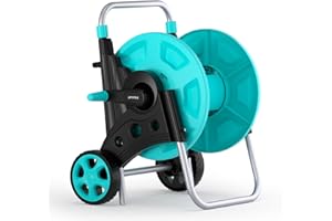 HOZCART Garden Hose Reel for Outside,Hold Up to 100 ft of 5/8’’ Hose,Portable Hose Reel Cart with Adjustable Armrests and 2 Wheels,Durable Water Hose Holder for Garden, Yard, Lawn