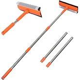 Professional Window Squeegee,2 in 1 Squeegee Window Cleaner with Long Stainless Steel Handle,Sponge Car Window Squeegee for Gas Station, Glass,Shower (Sponge Style)
