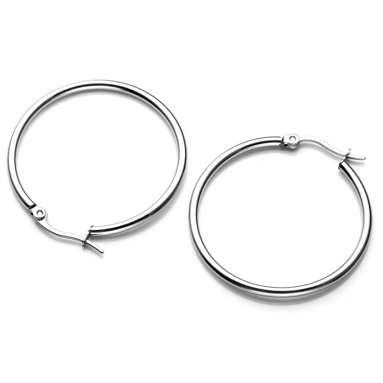 PiercingJ 8pcs Mixed Women\'s Stainless Steel Silver Golden Rose Gold Small Round Hoop Earrings