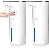Touchless Automatic Liquid Soap Dispenser,2 Pack 13.5oz Smart Sensor Hand Wash Dispenser, USB Rechargeable & Adjustable for Bathroom Kitchen Sink, White