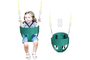 AOBOTE High Back Full Bucket Toddler Swing Seat with 3- Point Adjustable Safety Harness, 66 inch Detachable Chain,Suitable for Babies Aged 6-24 Months，Baby Swing for Swingset (Green)
