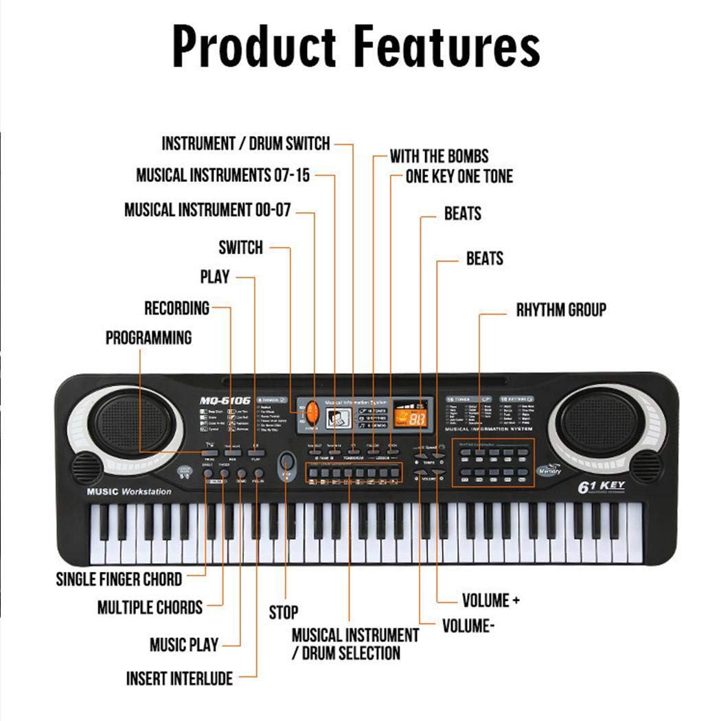 melysUS Baby Music Instruments Electronic Keyboard Piano Kids Learning Toys with Mic Pianos & Keyboards