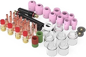 YESWELDER 71Pcs TIG Welding Torch Stubby Gas Lens #12 Glass Cup Kit For WP-17/18/26