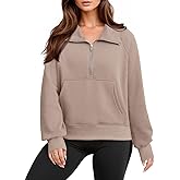 Glamaker Womens Sweatshirts Half Zip Pullover Fleece Cropped Comfort Fall Loose Outfits Fashion Long Sleeve Thumb Hole