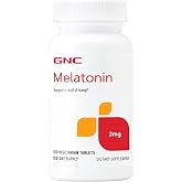 GNC Melatonin 3mg, Sleep Aid, Supports Restful Sleep, 120 Servings | Convenient Tablet Format, Gluten-Free, Free of Wheat, Dairy and Soy, Suitable for Common Allergen Sensitivities