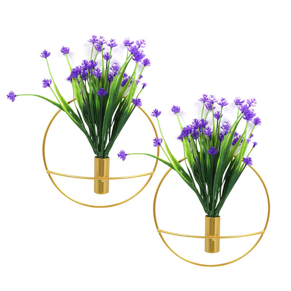 Chihutown 2 Packs Wall-Mounted Flower Tubes, Gold Wall Decor can be Used for Family Gatherings, Gifts and Party Activities, Wall Metal vase Decoration Holder Used to Display Dried Flowers
