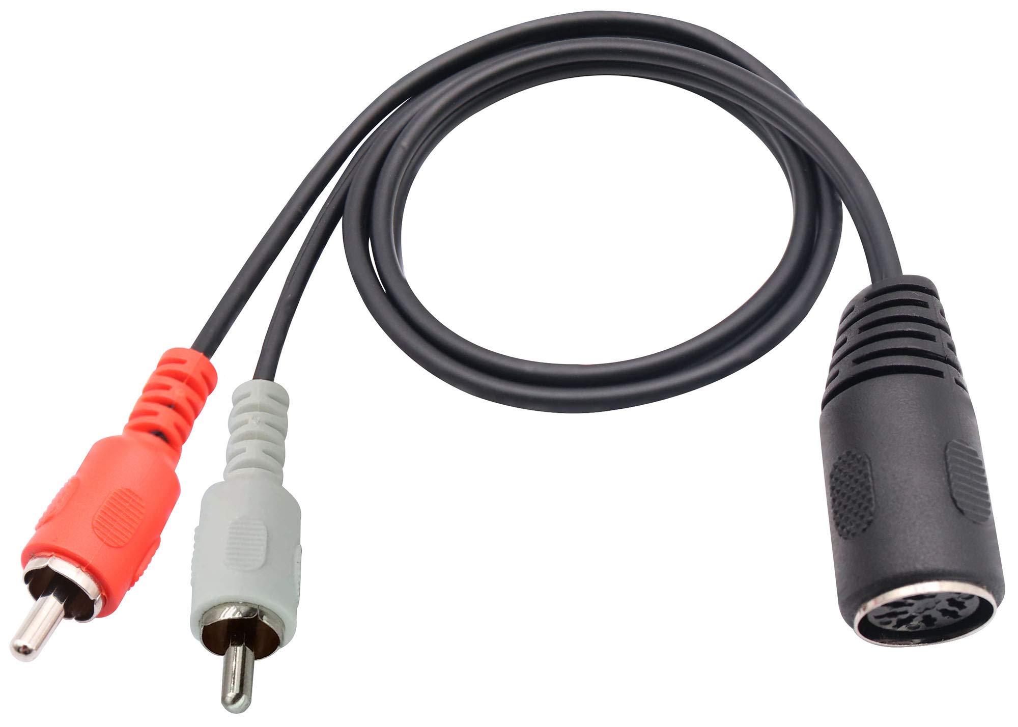 zdyCGTime Din 7 Pin to RCA Extension Cable,2 RCA Male to 7 Pin Din Female Audio Adapter Cable,Compatible with Quad Stereo Systems.(0.5m)