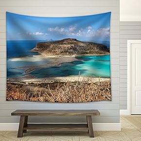 Exotic Beaches - Gramvousa Island Balos Lagoon, Crete, Greece - Fabric Wall Tapestry Home Decor - 51x60 inches
