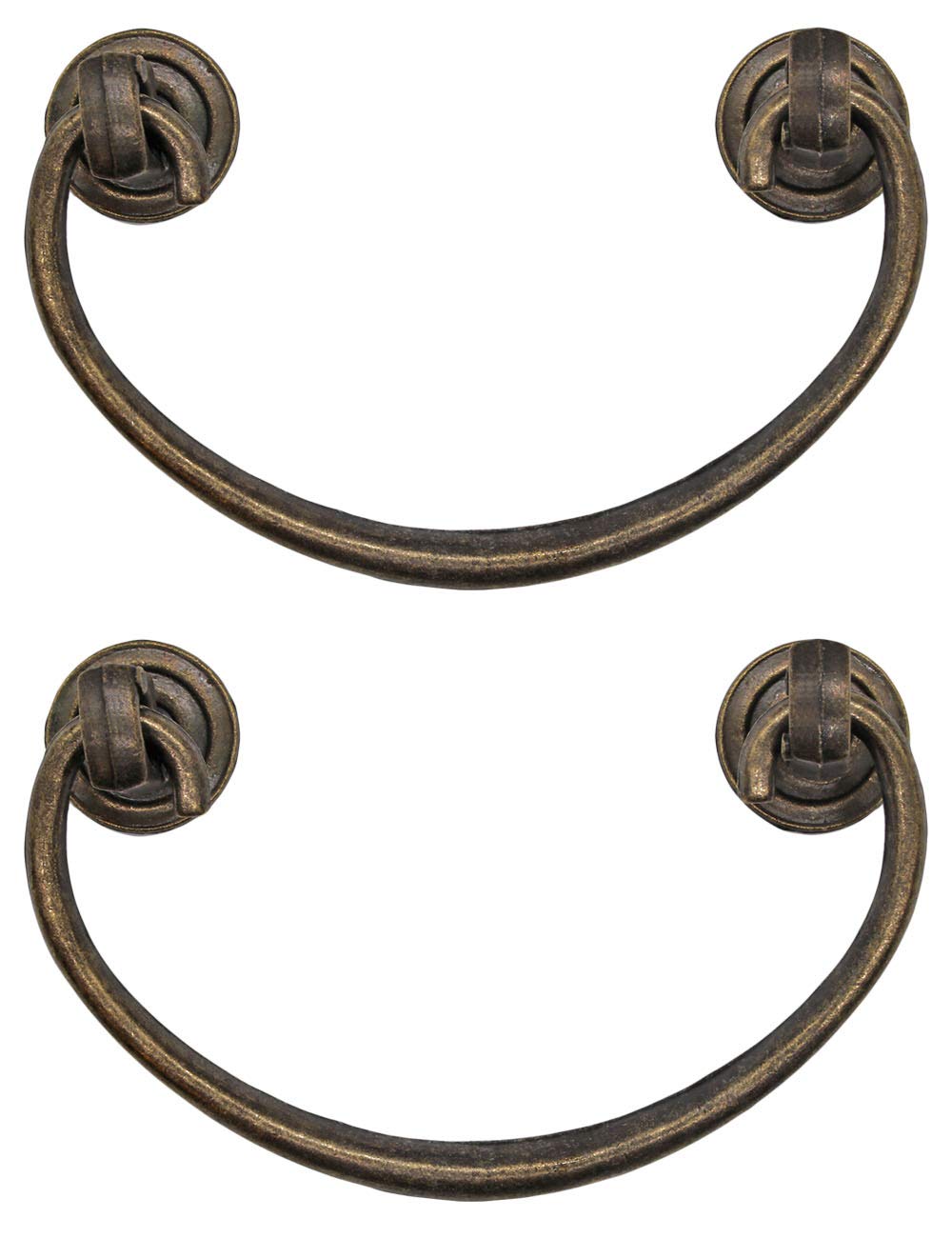Fuxxer - Antique Bronze Brass Design Folding Furniture Handles - Set of 2 for Drawers, Cupboards, Chest, Cabinets, Dressers - 95x41mm