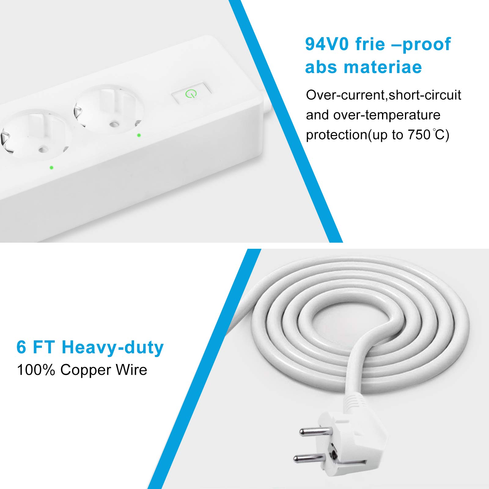 4 fach / 4 USB WLAN Steckdosenleiste Steckerleiste und Steckdose Stecker überspannungsschutz 1,8 m Kabel Funktioniert mit Amazon Alexa (Echo und Echo Dot) Google Home und IFTTT für Sprachsteuerung App Fernsteuerung für iOS Android überall u