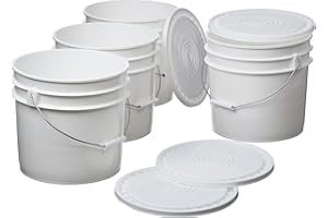 HE HUDSON EXCHANGE Hudson Exchange Premium 3.5 Gallon Bucket with Lid, HDPE, White, 4 Pack