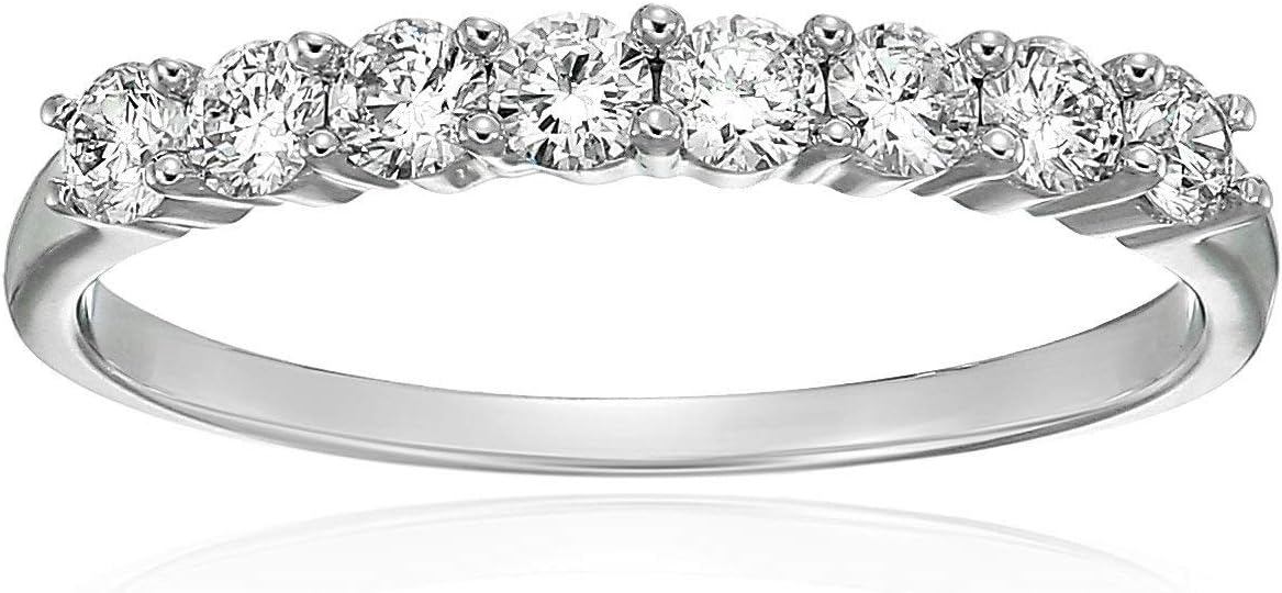 VIR JEWELS1/2 carat (ctw) Diamond Wedding Anniversary Band for Women, Round Diamond Engagement Ring 14K White Gold Prong Set 0.50 cttw, Size 4-10