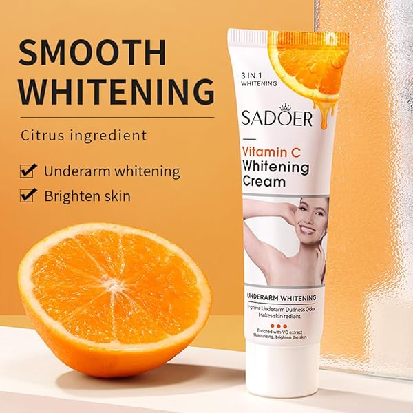 SKIN WHITENING CREAM FOR BODY,LIGHTENING CREAM FOR INTIMATE AREAS AND BLEACHING,VITAMIN C DARK SPOT REMOVER CORRECTOR FOR NECK,ARMPIT,UNDERARM,ELBOW,INNER THIGH AND KNEES,BIKINI,1.76OZ