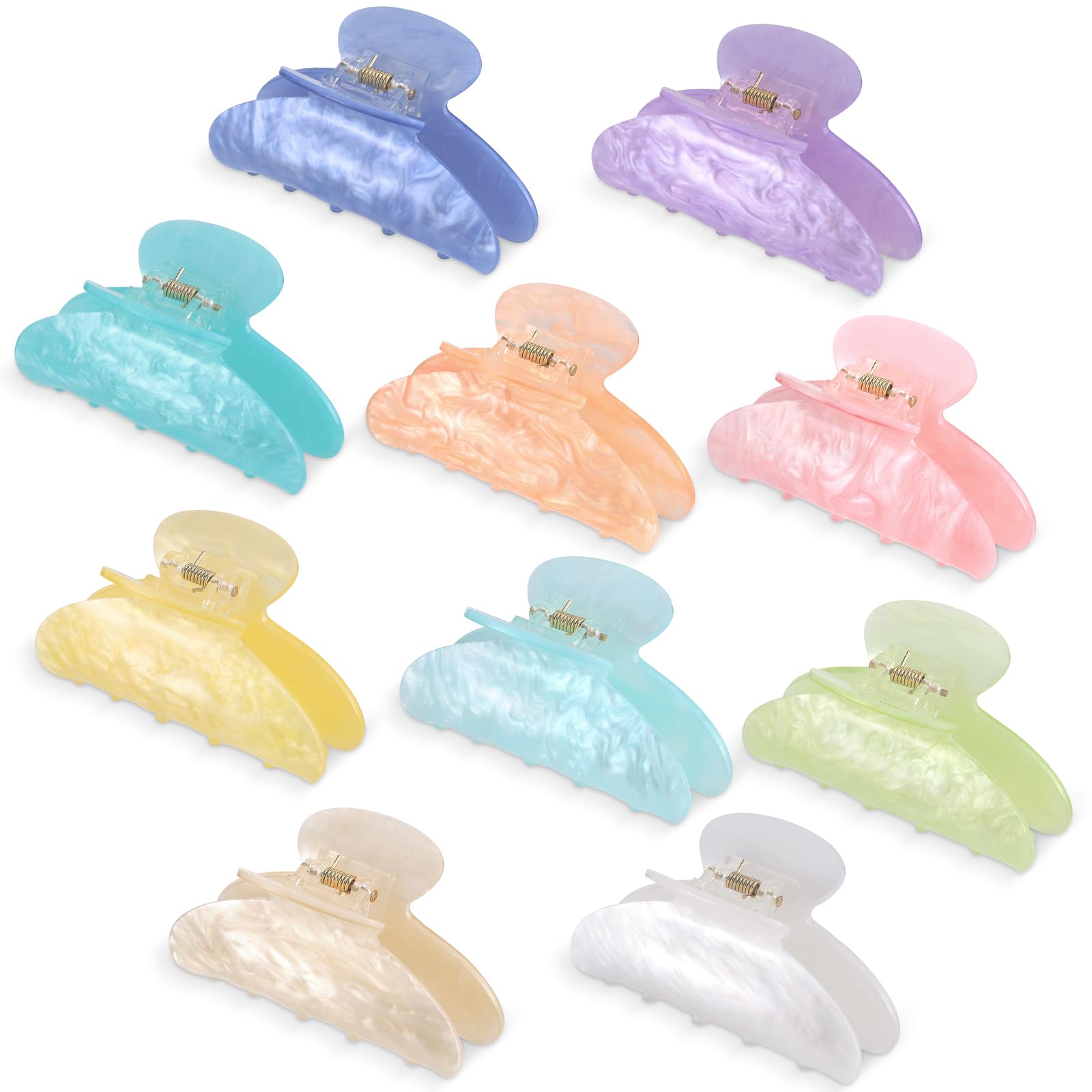 Photo 1 of 10 PCS Acrylic Hair Claw Clips Non-slip Large Claw Clamps Bulk French Shimmering Stylish Barrettes for Women Girls Thick Thin Hair Home Out Headpiece