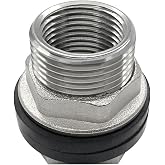 Beduan 1 NPS Male to 3/4 NPT Female Stainless Steel Bulkhead Water Tank Connector Thru-bulk Fitting for Water Tank Barrel(Pack of 1)