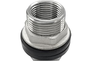 Beduan 1 NPS Male to 3/4 NPT Female Stainless Steel Bulkhead Water Tank Connector Thru-bulk Fitting for Water Tank Barrel(Pack of 1)