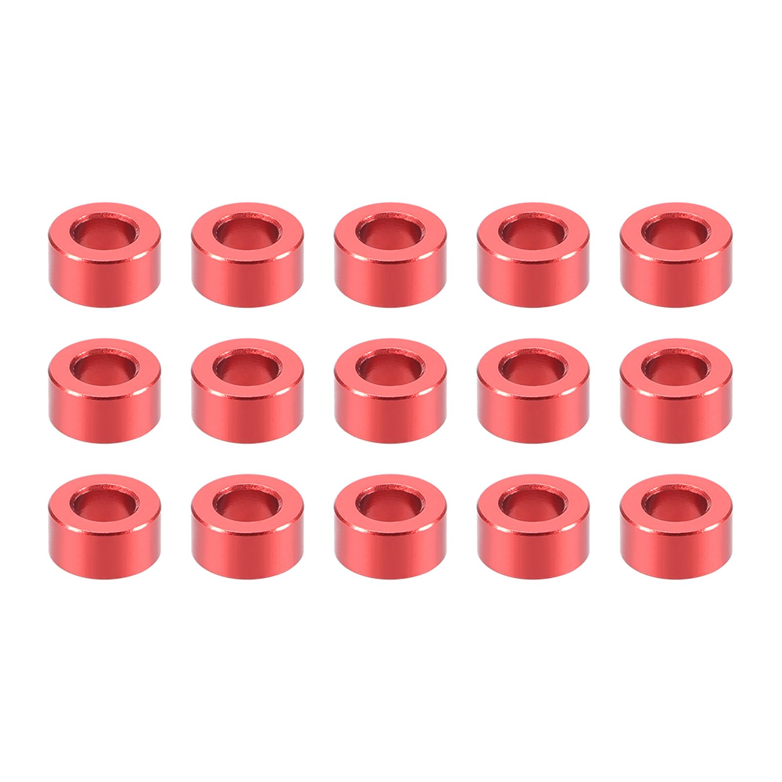 YOKIVE 15 Pcs Standoff Spacer, Aluminum Round Straight Spacer | Prevent Joint Deformation, Great for Robot, Drone (Red, 3.1x6x3mm)
