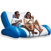Inflatable Pool Floats Adults, Recliner Luxury Float, 2 or 3 Person, Lounger Chair with Handles, Cup Holder for Outdoor, Beach, Swimming Pool, Lake