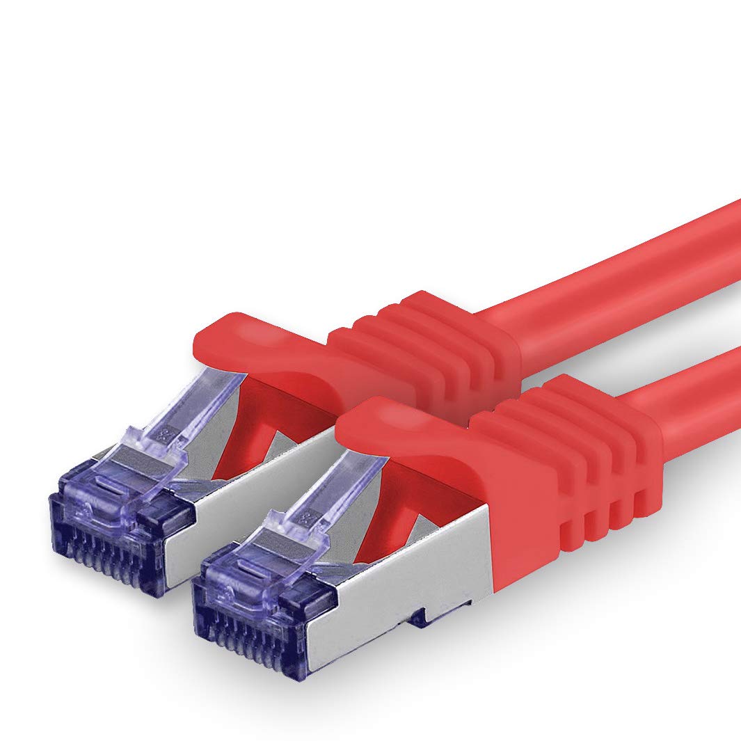 1aTTack.de Cat.7 network cable 15m - red - 1 piece - Cat7 patch cable (SFTP/PIMF/LSZH) raw cable 10 Gb/s with Rj 45 connector Cat.6a - 1 x 15 meters red