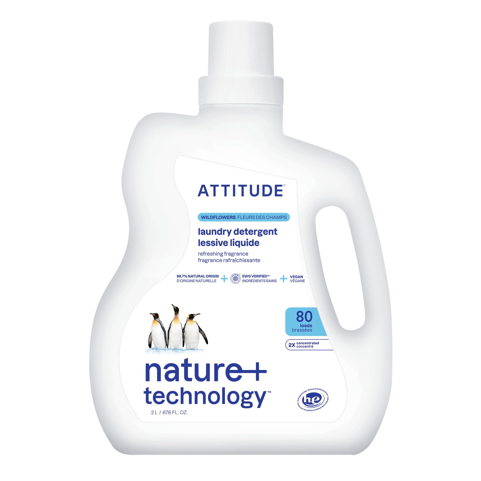 Photo 1 of ATTITUDE Liquid Laundry Detergent, EWG Verified, HE Compatible, Plant-Based & Vegan, Natural Laundry Soap, Wildflowers, 80 Loads, 67.6 Fl Oz