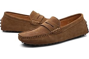 PPXID Men's Dress Loafers Slip On Casual Shoes Lightweight Soft Penny Loafers Suede Driving Boat Shoes Moccasins
