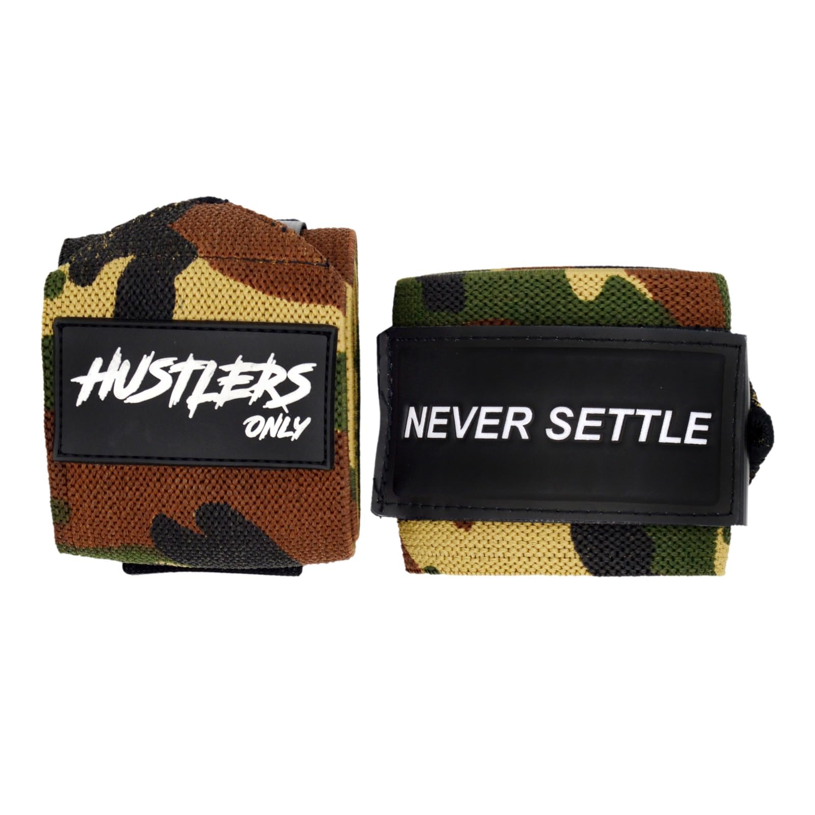 Hustlers Only Weightlifting Wrist Wraps for Wrist Support to Reduce the Wrist Pain 18 Inch Wrist Straps for Powerlifting, Strength Training, and Gym Training Ideal for Men and Women (Camo Green)