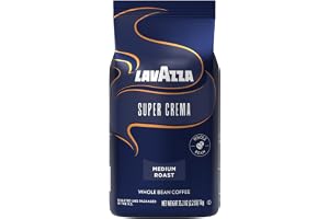 Lavazza Super Crema Whole Bean Coffee, Medium Espresso Roast, Arabica and Robusta Blend, 2.2 lb Bag, Package May Vary (Pack of 1)