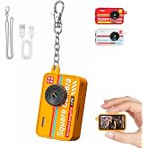 Mini Vintage Keychain Digital Camera, Y2K Tiny Retro Cam with 1.47" Screen | Maxmango 1080P Video Recording, 5 Fun Filters, Bag &amp; Phone Charm, Pocket Size for Beginners Adults(No SD Card) - Yellow