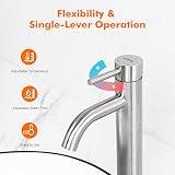 Ibergrif Tall Basin Mixer Tap Brushed Nickel Stainless Steel Single Lever view 2