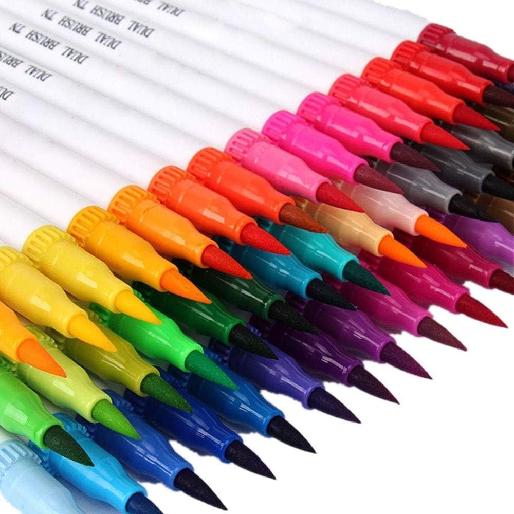 24pcs Fineliner Colouring Pens Art Markers Coloured Fine Line Pens Water Color Drawing Pen 0.4mm Felt Tip Pens Dual Tip Brush