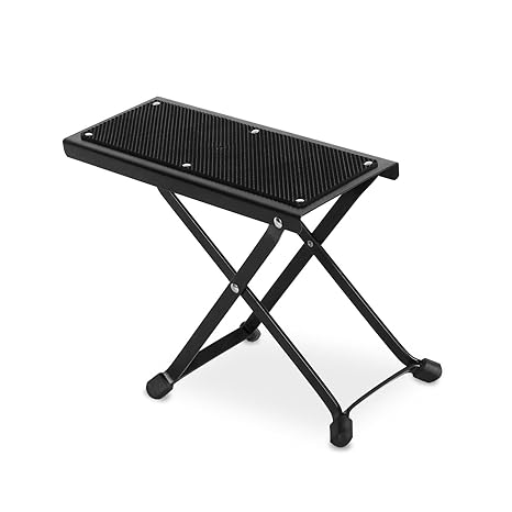 Malone ST-5-FS Fußstuhl Gitarren-Fußbank (4 Stufen verstellbar, Metall-Stand, rutschfest) schwarz