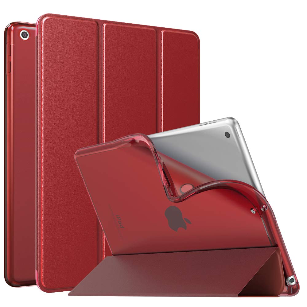 MoKo Case For New iPad 9th/8th/7th Gen Case (2021/2020/2019), Soft TPU Translucent Frosted Back Cover Slim Shell Protective Case with Stand for iPad 10.2 inch,Auto Wake/Sleep, Red โ image 1