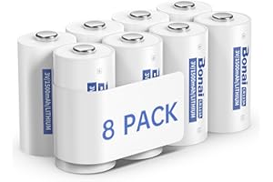 BONAI CR123A Batteries 3v Lithium Battery High Capacity CR123 CR17345 8PC for Flashlight and Security Device Non-Rechargeable