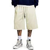 JMIERR 2026 Men's Baggy Sweat Shorts Lightweight Under Knee Casual Raw Hem Drawstring Y2K Shorts Loose Fit Gym Shorts